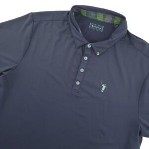 William Murray Polo Shirt Mens XL Blue Solid Golfer Logo Golf‎ Performance Top